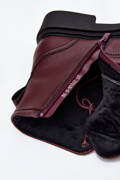 Теплі жіночі ботинки з натуральної шкіри Sergio Leone BT25248-S бордові