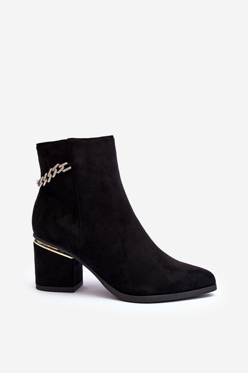 Шкіряні ботильйони з прикрасами Black Jadirel