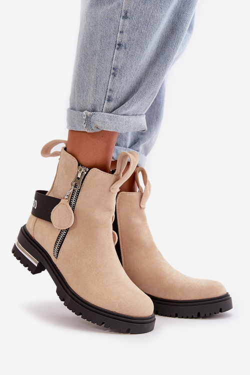 Жіночі теплі черевики на блискавці Бежеві Calvaro