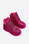 Дитячі утеплені блискучі чобітки кольору фуксії Русалка