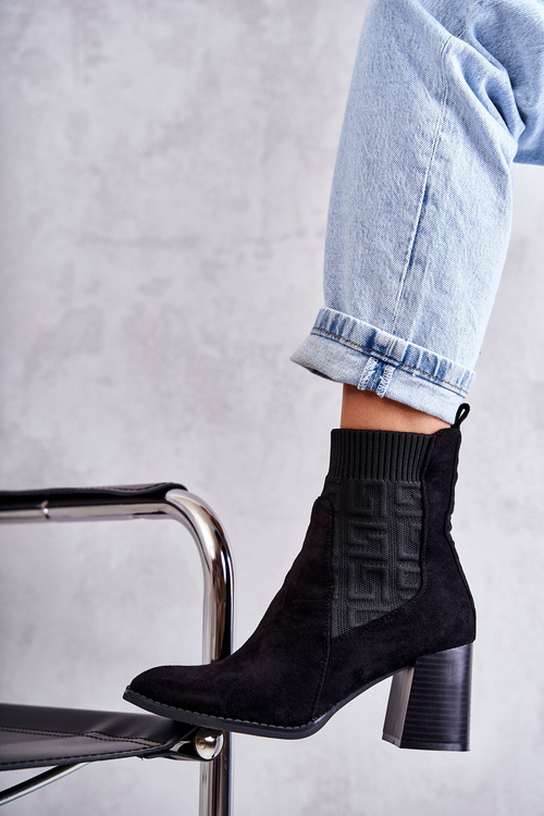 Жіночі замшеві чоботи з носком Чорні Монтес