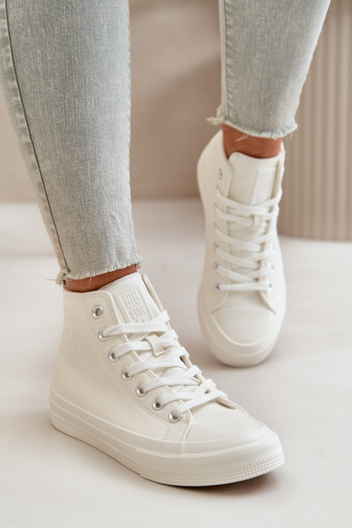 Жіночі утеплені кросівки з еко шкіри Білі Big Star OO274932