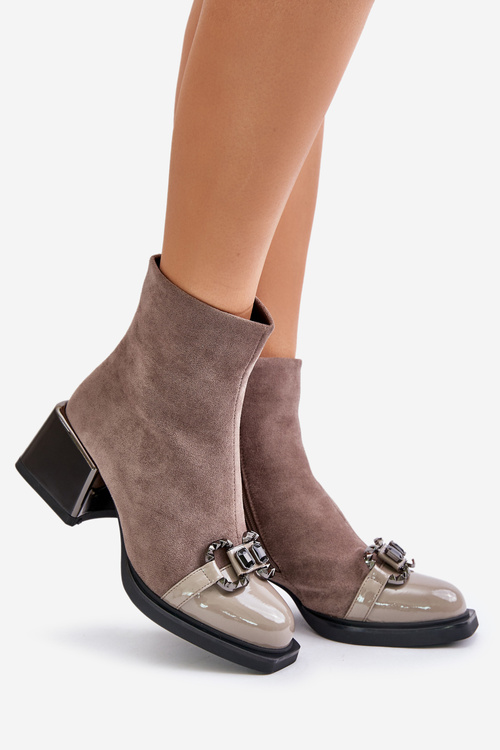 Елегантні жіночі ботильйони на підборах з декором сірі MR880-127