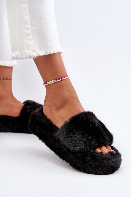 Жіночі тапочки на хутряній підкладці Black Stepia