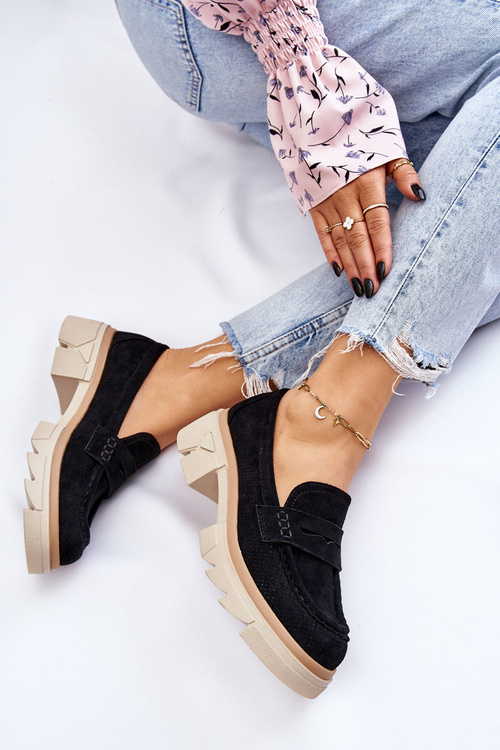 Жіночі лофери на підборах чорні Fletcher