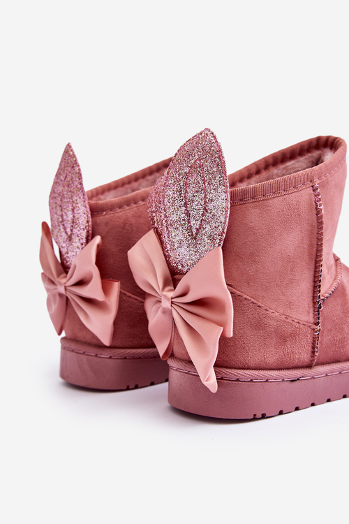 Снігові черевики для дівчинки на підкладці зі стрічками Meriva рожевого кольору