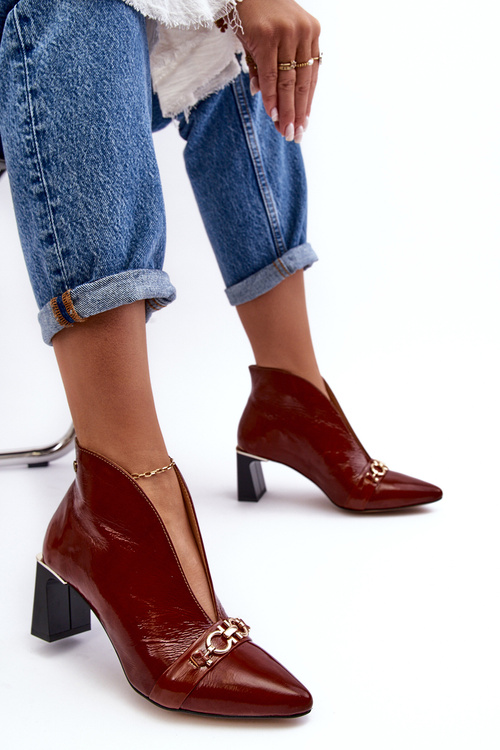 Шкіряні ботильйони на підборах Maciejka 05262-02 Коричневий