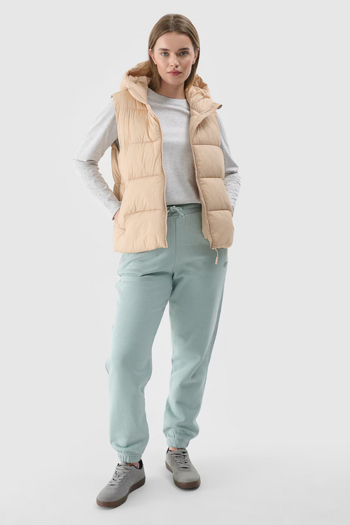 Жіноча м'яка безрукавка з капюшоном 4F, бежева 4FWAW24TVJAF141-83S