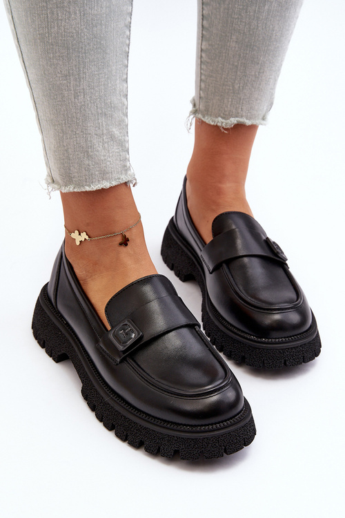 Чорні жіночі лофери Flanila з ремінцем