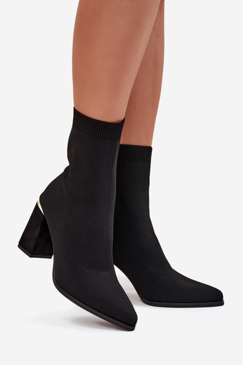 Текстильні Жіночі Чоботи На Каблуку Чорні Virelle