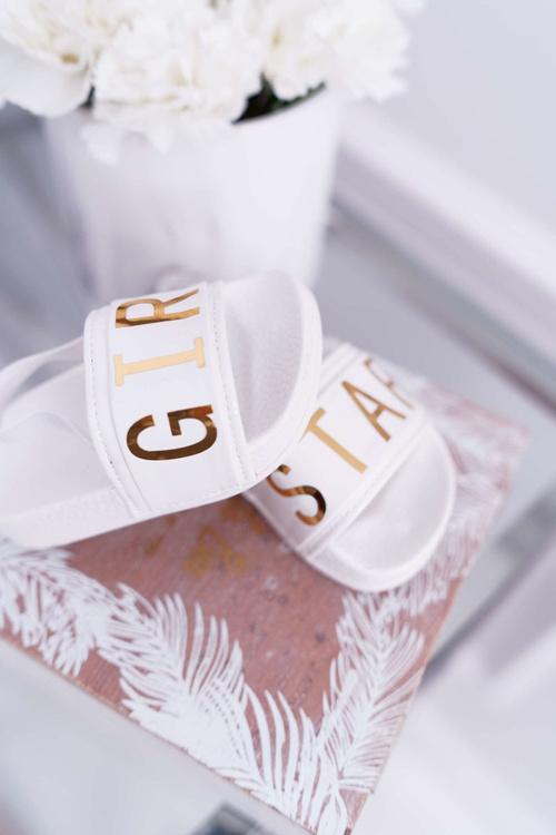 Дитячі шльопанці Золотий Напис Дівчинка Зірка Білий Бембі