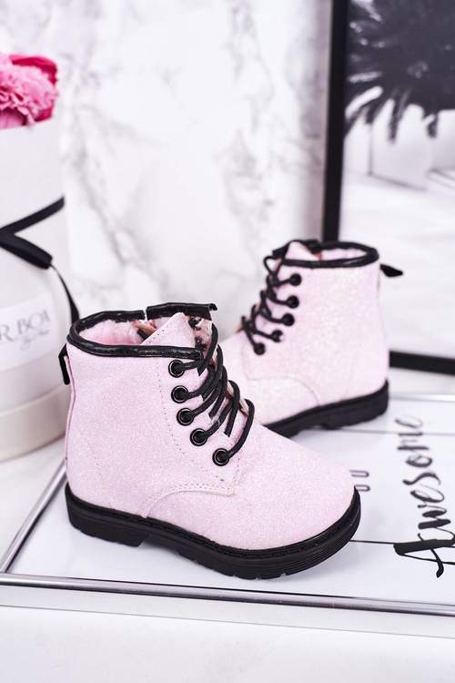 Дитячі утеплені чоботи з блискітками, рожеві Аріель