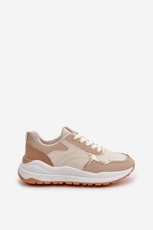 Жіночі кросівки на платформі з еко шкіри бежевого кольору