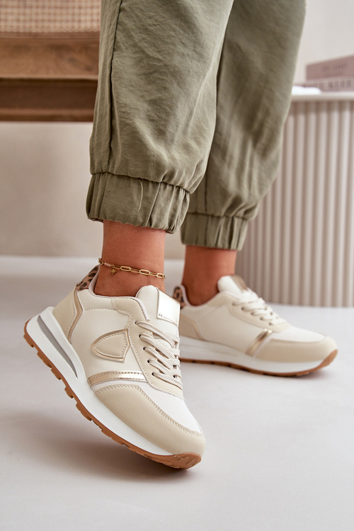 Жіночі кросівки з еко шкіри бежеві Velaniela