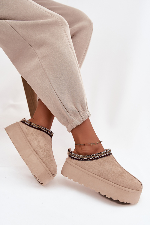 Жіночі зимові черевики з декоративним вишивкою Бежеві Jenira