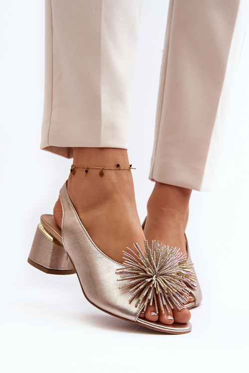 Шкіряні босоніжки з орнаментом Laura Messi 2719 Gold