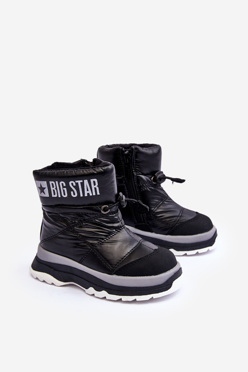 Дитячі снігові черевики на флісовій підкладці Чорні великі зірки MM374195