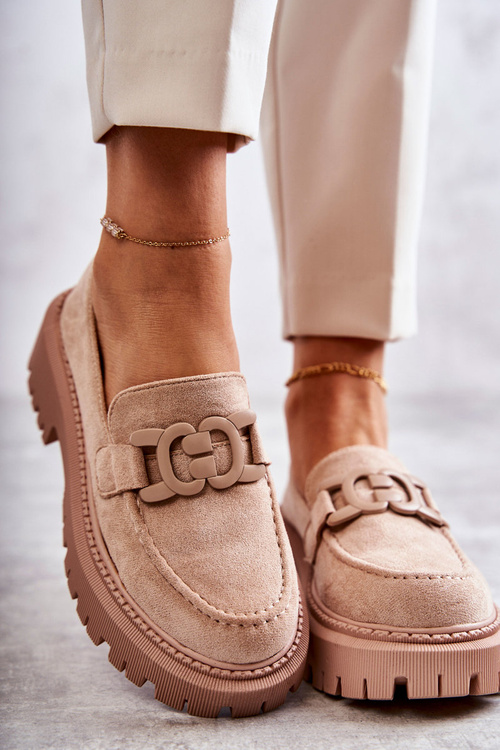 Жіночі броги замшеві з декором бежеві Leeza