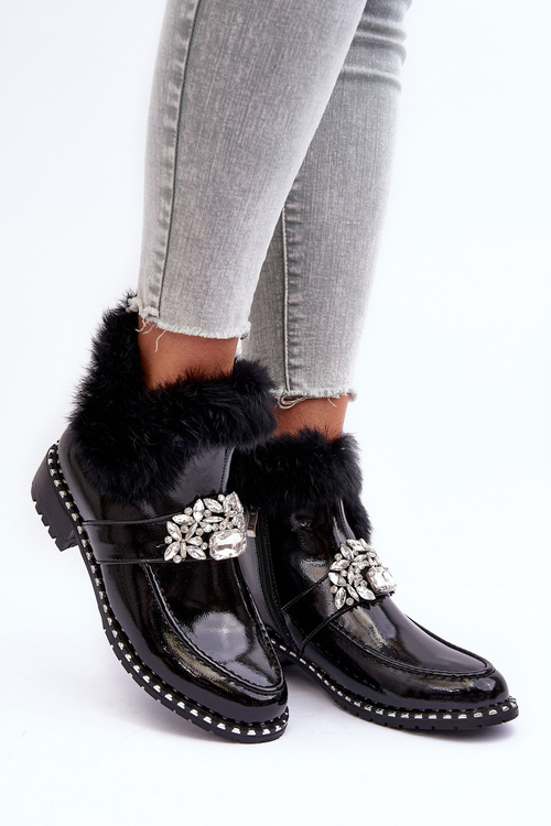 Жіночі ботильйони на плоскій каблуці та платформі чорні Linestta