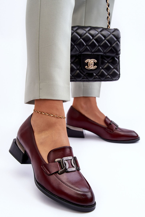 Замшеві мокасини Туфлі на підборах Бордові Sakina