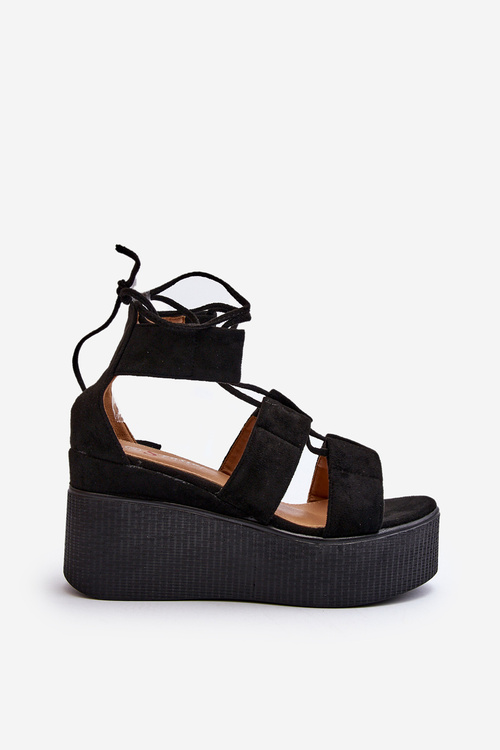 Жіночі чорні босоніжки на шнурівці Helavi