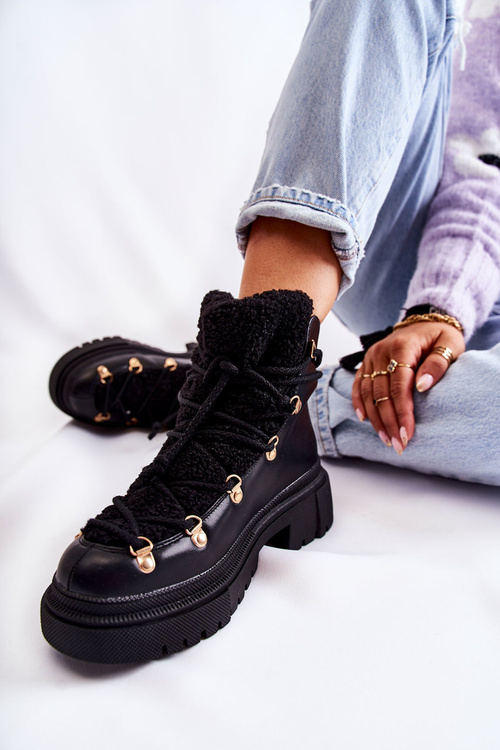 Шкіряні теплі черевики чорні Arisa