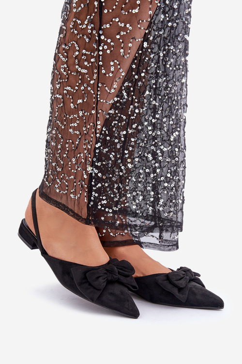 Балетки З Загостреними Носами І Бантом Чорні Lotiara