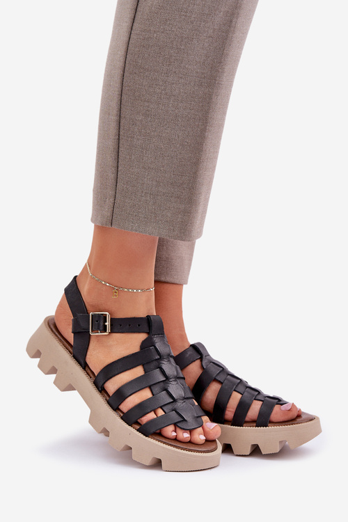 Шкіряні жіночі сандалі Zazoo 3695 чорні