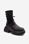 Чоботи на шнурівці на масивній платформі Чорні Big Star MM274590