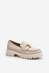 Шкіряні мокасини з ведмедиком CheBello 4291 Світло-бежевий