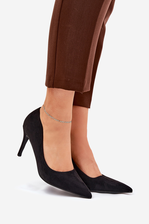 Туфлі На Каблуку З Еко Замші Чорні Vannith