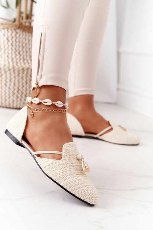 Бежеві балетки Lu Boo із загостреним носком із косою