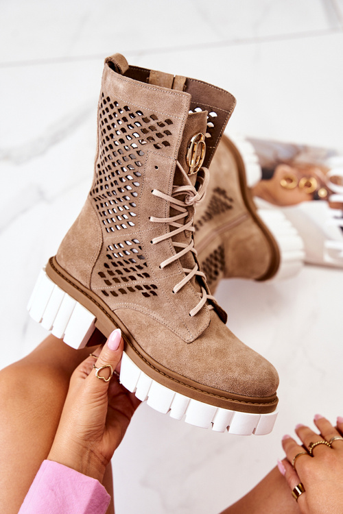 Шкіряні високі чоботи Workers Nicole Camel 2706