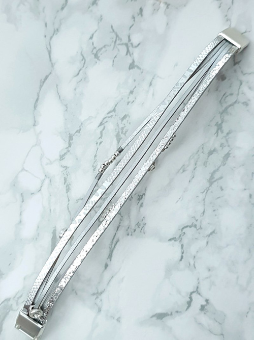 Жіночий браслет Стринги Срібні Мічіко з бісеру