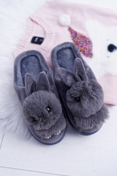 Жіночі класичні тапочки з сірим кроликом Howi