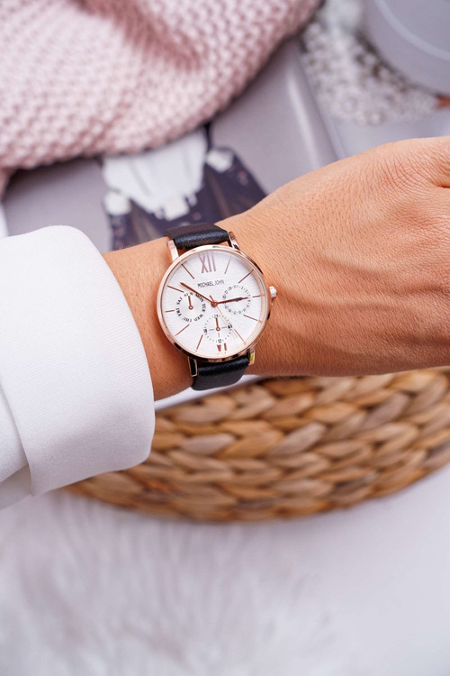 Жіночий годинник Michael John Black White Dial Estrado