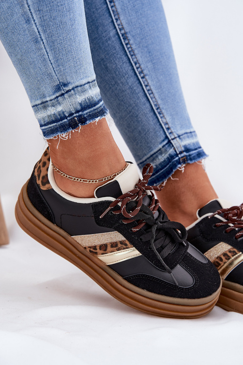 Жіночі Кросівки На Платформі З Подвійним Шнурівкою Пантера Чорні Niteria