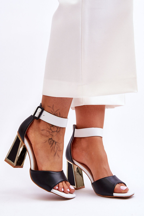 Елегантні босоніжки на високих підборах Чорно-білі Sorel