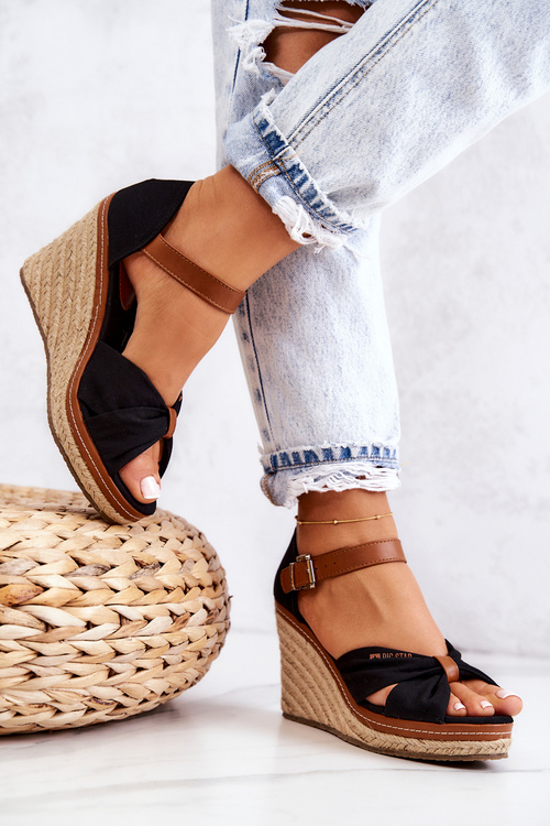 Жіночі босоніжки на танкетці Big Star JJ274937 Чорні