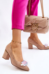 Елегантні замшеві човники з декором бежеві Elianne 