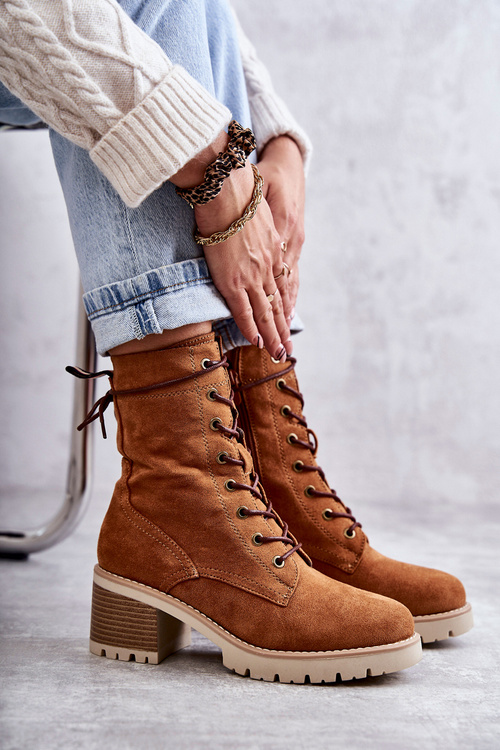 Жіночі теплі чоботи на високому каблуці Camel Julieta