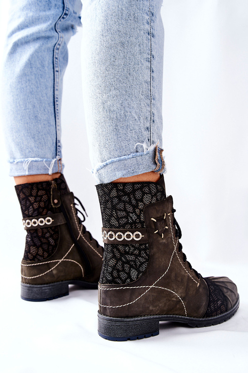 Чоботи жіночі шкіряні з підігрівом Maciejka Olive 03961-24