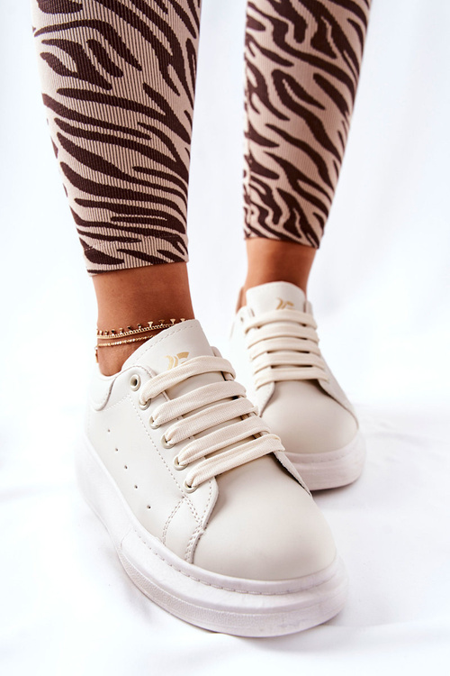 Шкіряні кросівки на платформі бежеві Lemmy