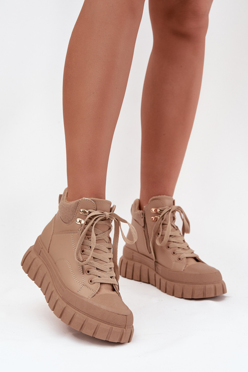 Жіночі утеплені ботфорти трапер на платформі Camel Carenna