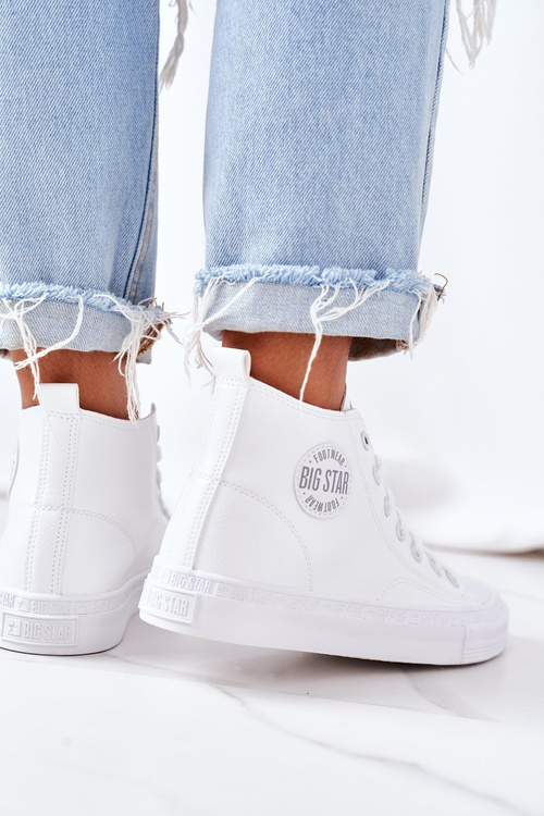 Жіночі шкіряні високі кросівки Big Star GG274016 Білі