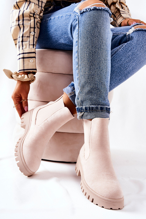 Замшеві утеплені чоботи світло-бежеві Tozzi