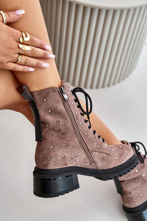 Декоровані ботильйони робочі жіночі утеплені D&A MR880-017 темно-сірий