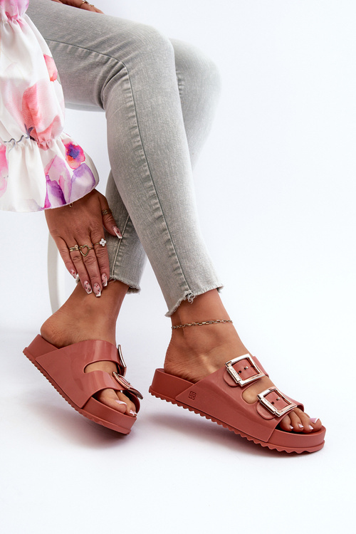 Жіночі шльопанці з пряжками ZAXY JJ285246 Dirty Pink