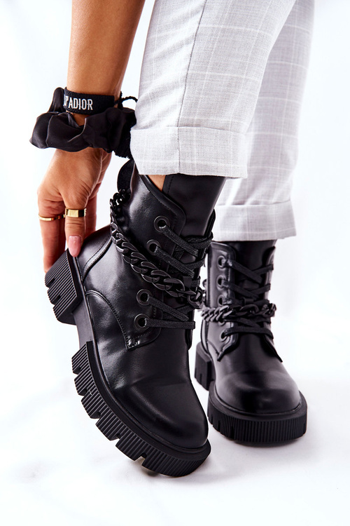 Чоботи високі шкіряні чорні Izzy