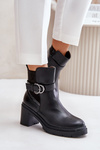 Жіночі ботильйони на підборах, утеплені на блискавці, чорні Inabelle